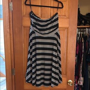 Black Strapless Striped Dress